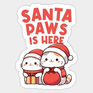 Santa Paws is Here Santa Kitty Sticker